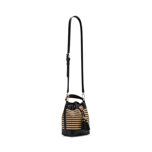 Anne Klein Womens Small bucket with convertible strap, Natural-Black Stripe/Black4