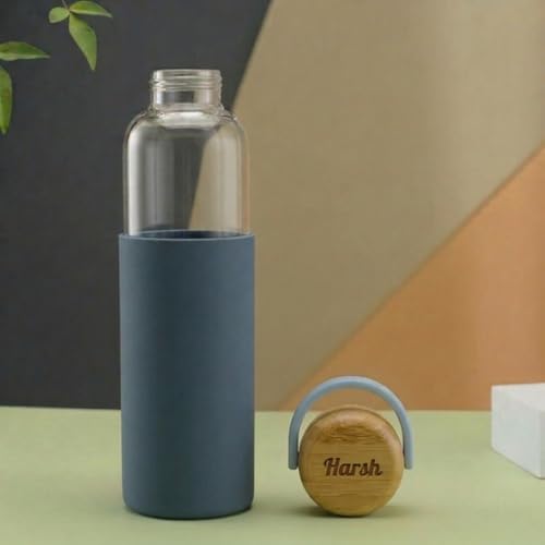 Image of Giftana Personalized Borosilicate Bottle 500ml with Handle - Blue