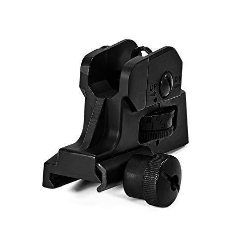 KNINE OUTDOORS Premium Level Rear Iron Sight with Windage & Elevation Adjusting Knob for Rifle with Picatinny Rail