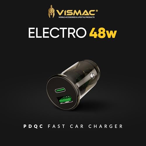 Image of Vismac 48W SuperFast Car Charger with Type-C PD & USB-A QC Ports, Smart IC Chip, Transparent Design, Over Voltage & Heat Protection, Universal Charging for All Devices