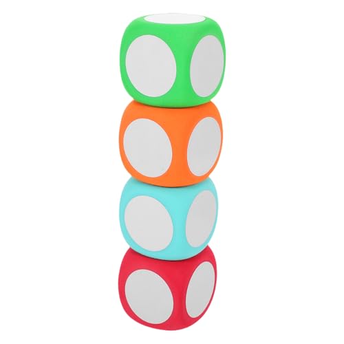 Abaodam Dados Borrables para Aula de Espuma 4 Cubos de 6 CM en Rojo Naranja Azul y Verde Herramientas para Juegos Didácticos y Enseñanza de Fracciones