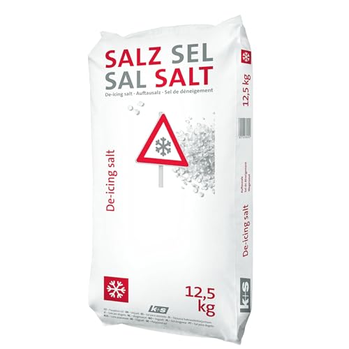 Streusalz 12,5 kg – Auftausalz gegen Eis & Schnee – Hochwirksames Tausalz für Gehwege, Einfahrten & Höfe – Schnelle Eisauflösung im Winter & HLKauf-Block