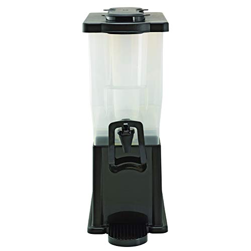 Service Ideas CBDP3BLKHF Beverage Dispenser with hands free spigot w/ice and infuser tube, Rectangular, 3 Gallon, Plastic, Black