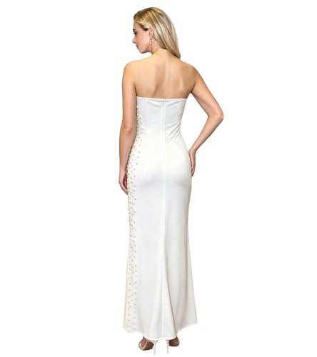 Image of PORRCEY Women's Sexy Rhinestone Lace Sheer Mesh Formal Evening Dress