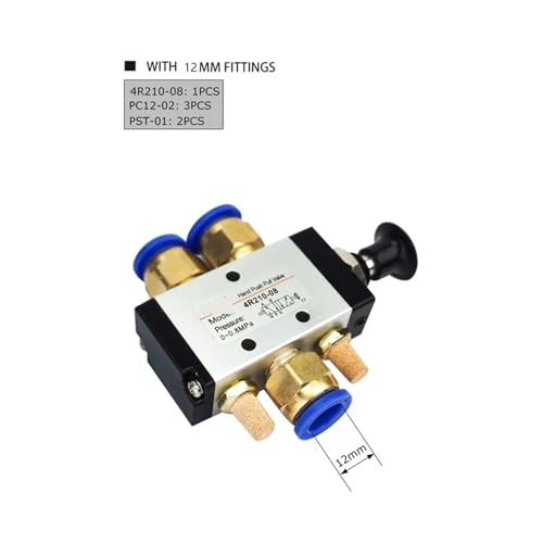 Vanne pneumatique 4R210-08 à commande Push-Pull fluide et connecteurs rapides de 12mm
