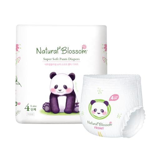 Natural Blossom Pull-On Baby Diapers | Ultra-Slim, Hypoallergenic, Super Soft, Vegan | Size 4 (2T-3T, 20-31 lbs) | 96 Count
