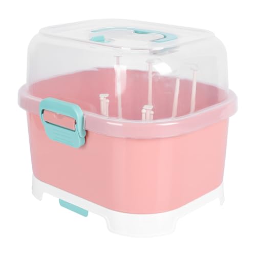 NOLITOY Station de Séchage pour Biberons Design Détachable en PP, Grosse Capacité et Casier à Bouteilles Rose, pour Sécher et Organiser Les Biberons de...