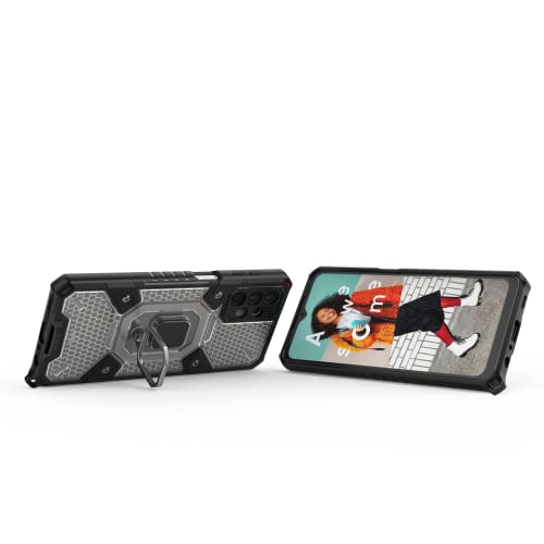 Image of Thermoplastic Polyurethane Tough Armor Bumper Back Case Cover For Samsung Galaxy A32 5G|Ring Holder & Kickstand In-Built|360 Degree Protection Back Case Cover For Samsung Galaxy A32 5G (Black)