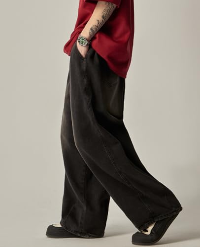 Men's Loose Fit Baggy Jeans Casual Streetwear Wide Leg Hip Hop Oversized Denim Pants3