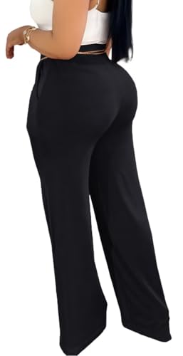 Womens High Waisted Wide Leg Pants Dressy Casual Lightweight Stretchy Loose Lounge Pants2