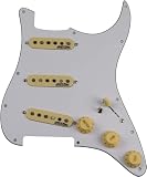 CoByda Upgrade SSS - Protector de pastilla Strat precableado Alnico V de bobina única, multiinterruptor, tipo 7 vías, protector de pastilla totalmente cargado para piezas de repuesto de guitarra