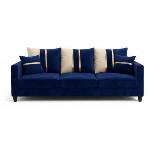 Image of Jester Plush Comfort Sofa | 3 Seater | Luxury Velvet Suede Fabric | Modern Living Room Sofa | Dark Blue