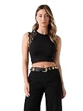 Guess Womens Eco Millie Seamless Lace Sweater Top, Jet Black, Extra Small