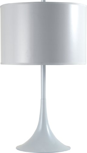 Lámpara de mesa diseño embudo contemporáneo 25" blanca