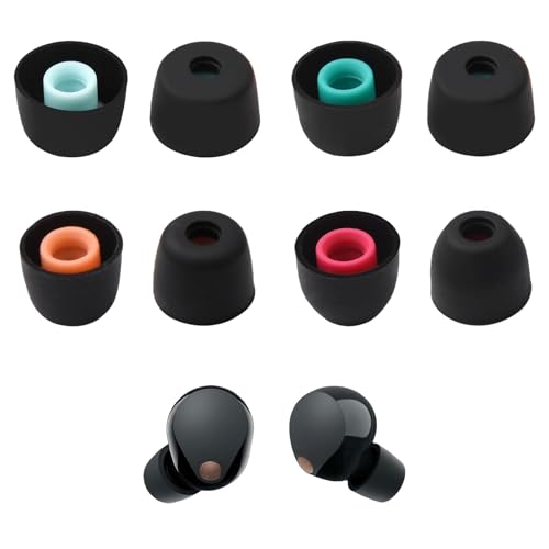 HAPPOW Lot de 4 paires d'embouts de rechange en silicone pour Sony WF-1000XM5/WF-1000XM4/WF-1000XM3/WF-C700N/WF-XB700/WF-C500 - En silicone - Réduction du bruit - 4 tailles - Noir
