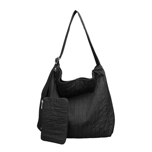 Sac à bandoulière coréen en toile noire grand volume anti-encombrement
