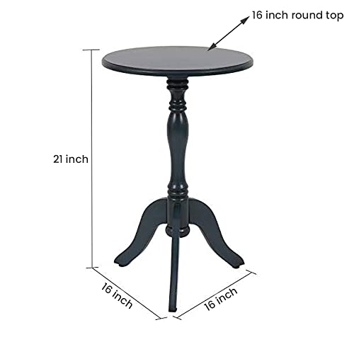 Image of Brown Art SHOPPEE Round Antique Accent Bedside Table Coffee Stand Home Storage Organizer for Living Room Bedroom (Black)
