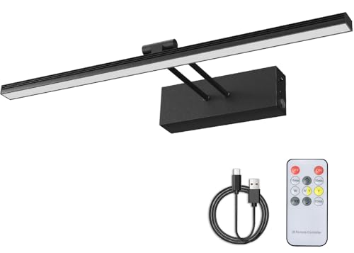 Image of 16 in Picture Light, 5000mAh Battery Operated, Timer Cordless Art Lights for Paintings, Remote Control&Touch, Black, Gallery Dartboard Art Bedroom Bathroom