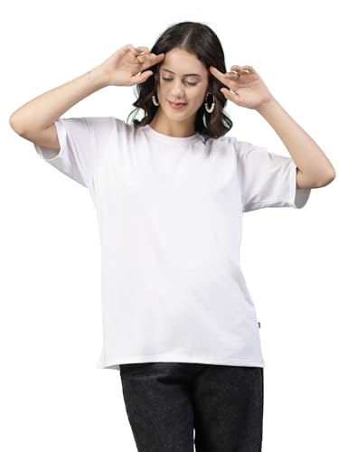 Image of Rigo Back Printed Half Sleeves Round Neck Oversized T-Shirt for Women | Drop Shoulder T-Shirt for Women | Loose Baggy Fit T-Shirt for Women /Girls