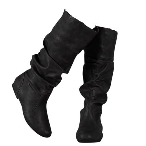 Stiefeletten Damen, Overknees Stiefel Damen mit Absatz Plateau Flach...