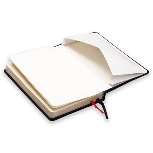 Image of COI A5 (5.5″ x 8.25″) Unruled Hardbound Notebook - 192 Pages of 80 GSM Acid-Free Natural-Shade Paper, Lay-Flat Sewn Binding, Dual Ribbon Markers & Elastic Closure - Journal for Men & Women