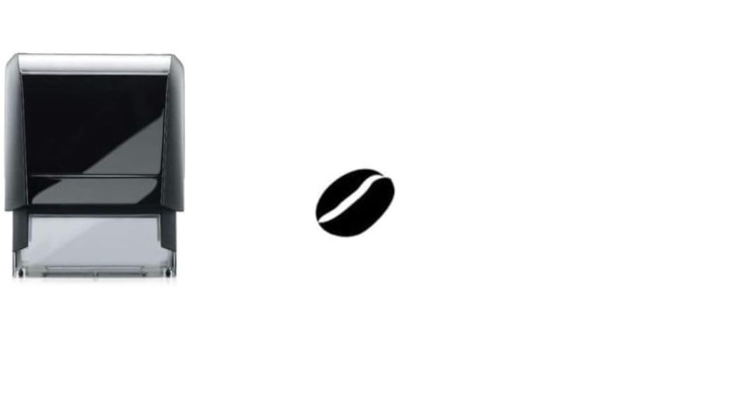 Coffee Bean Loyalty Stamp - Black Self Inking 11mm - with Spare Replacement Ink pad Included