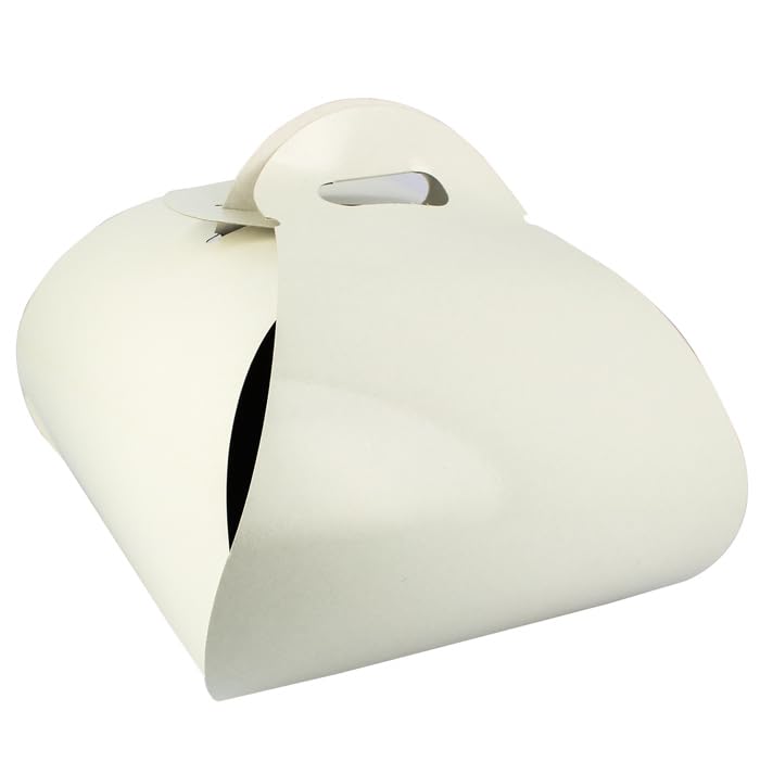 25 Cajas para Tartas de Cartón, 32x32x15cm, Color Blanco, Caja con Asas, Caja Cartón Mariposa, Automontable, Tartas, Pasteles, Pastelería, Apto para Congelación