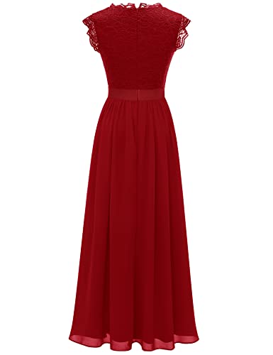 Image of Dressystar Women's V Neck Sleeveless Lace Bridesmaid Dress Wedding Party Gown