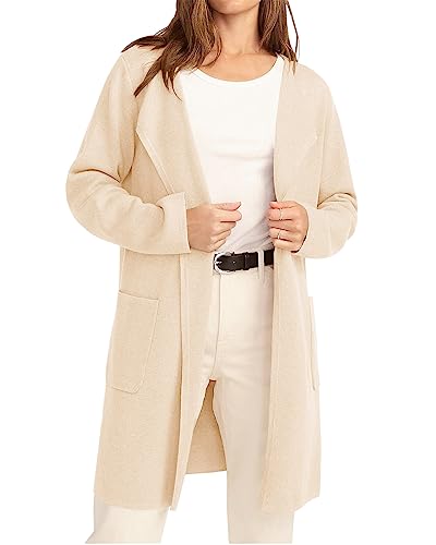 Ebifin Strickjacke Damen Lang Cardigan Elegant Strickmantel Open Front...