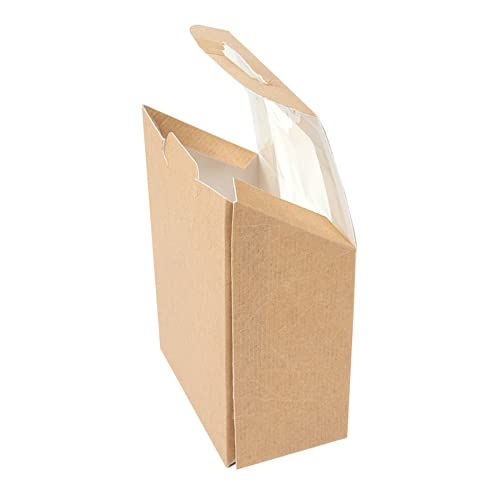 100 Stück - Boxen für Tortilla, mit Fenster 'Thepack' 220 g/m2 + Opp, 9,2 x 5,1 x 9,2/12,5 cm, natürlich, gewellter Nano-Mikro-Karton, 100 Stück