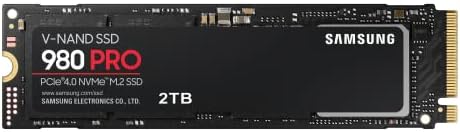 Samsung 980 PRO NVMe M.2 SSD, 2 TB, PCIe 4.0, 7.000 MB/s Lesen, 5.000 MB/s Schreiben, Interne SSD für Gaming und Videobearbeitung, MZ-V8P2T0BW