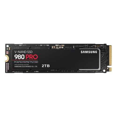 Samsung 980 PRO M.2 NVMe SSD (MZ-V8P2T0BW), 2 TB, PCIe 4.0, 7.000 MB/s Lesen, 5.000 MB/s Schreiben, Internes Solid State Drive, für Gaming und Videoschnitt