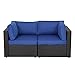 Kinsunny Wicker Loveseats Patio Sectional Corner Sofa All Weather Rattan Outdoor Thick Sofa Set