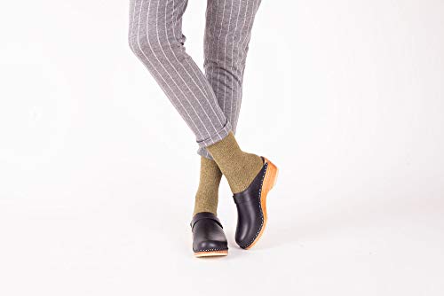 Troentorp Clogs, Bastad Da Vinci Slip On Closed Toe Leather Womens Original Swedish Wooden Clogs Us 8 (Eu 38) Black #TOP3