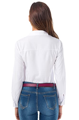 Atnlewhi Womens Long Sleeve Button Down Shirts Classic Work Blouse Stretch Formal Casual Dress Shirt3