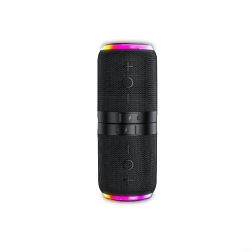 EffiFish Altavoz magnético portátil dividido con sonido de 360°, luces RGB, tarjeta TF y batería de 2000 mAh para viajes (negro)