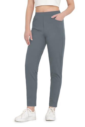 Bamans Womens Dress Pants Work Business Skinny Leg Pants Office High Waisted Slacks Slim Fit Casual Trousers Grey 27