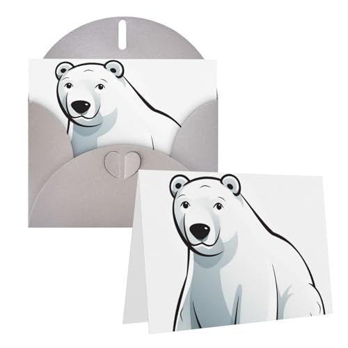 QMNEHJ グリーティングカード サンキューカード 封筒付き ブランクノートカード 4x6インチ バースデーカード シロクマ ウェディングカード お悔やみカード おもしろい 思考カード あらゆる機会に