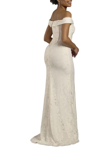 David's Bridal Corset Bodice Lace Off-The-Shoulder Wedding Dress3