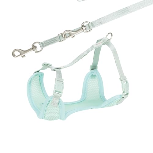 TRIXIE Junior Welpen-Softgeschirr mit Leine Größe S–M: Brustumfang 26–34 cm/10 mm in mint - gepolstertes anpassbares Hundegeschirr mit 3fach verstellbarer Leine für kleine Hunde, 15565
