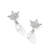 Kendra Scott Disney Princess Crown Drop Earrings in White Mix, Rhodium-Plated Brass, Fashion Jewelry for Women