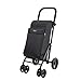 Carlett - Chariot de Courses à 4 Roues, Chariot Pliable avec Sac de Grande Capacité, 25kg, Sac de Magasinage 36L, Sac Thermique 7,5L et Poche Arrière, Lett430 Urban Duo, Volcano Noir