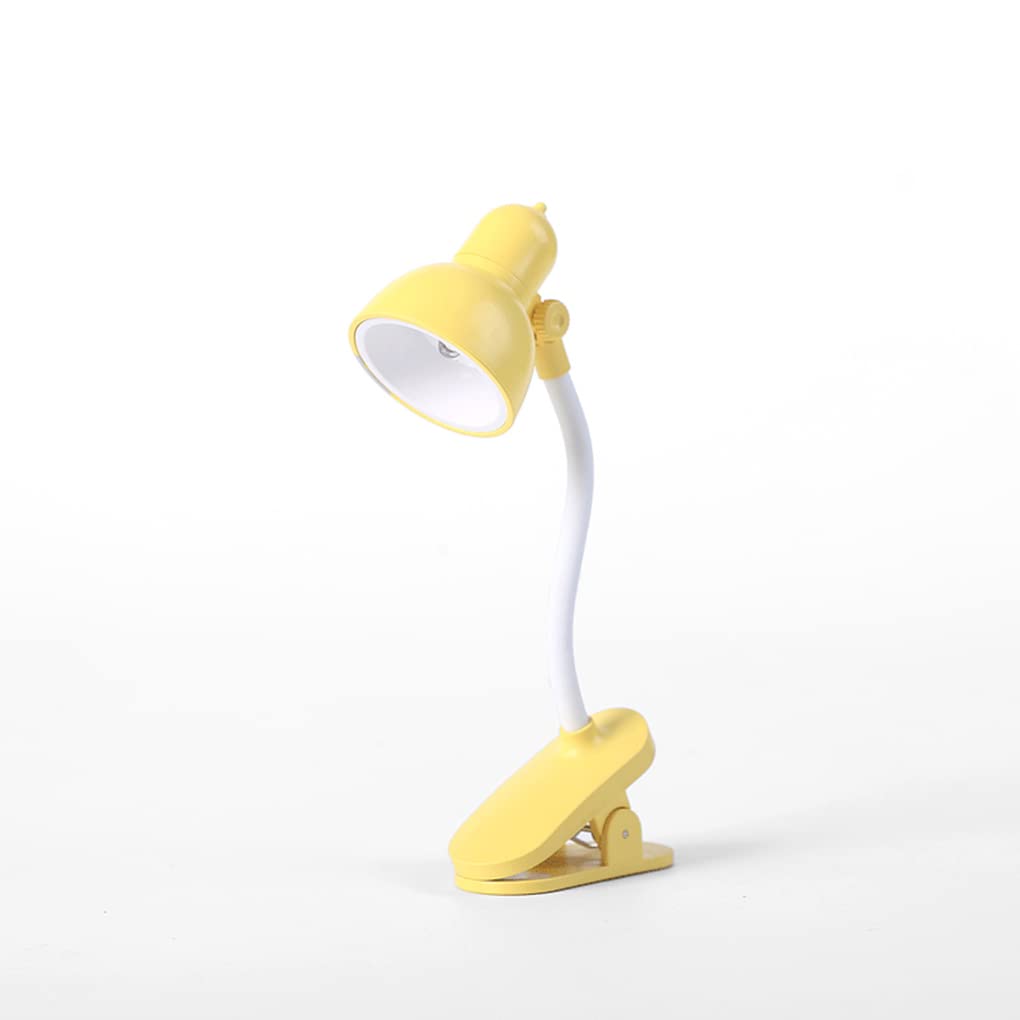 Wdfnexalai Reading Light Adjustable Clip Mini Desktop Table Lamp Battery Powered Camping Portable Clamp Night Light, Yellow, 10B
