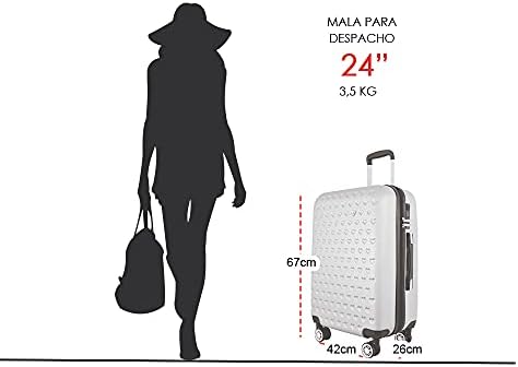 Mala de Viagem Média 23kg Despachada Expansiva Rígida Rodas Duplas 360º Cadeado TSA Gladiador C1M Pink