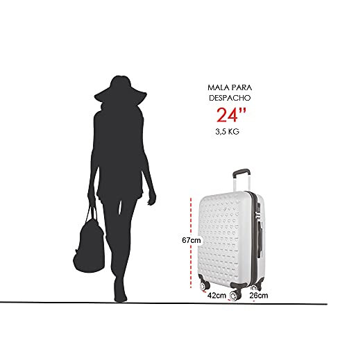 Mala Rígida De Fibra 360° com TSA Tamanho Média - Gladiador - C1M Cor: Pink