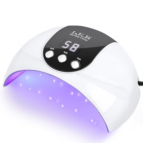 LKE UV Led Nail Lamp 54W Nail Dryer for Gel Polish with 3 Timers Automatic Sensor Lightweight Portable 18 Advanced Beads for DIY Home Travel -White