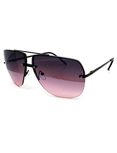 3112 Tint Lenz Teardrop Rimless Metal Frame Womens Mens Aviator Sunglasses (Rimless, Dark Purple)3