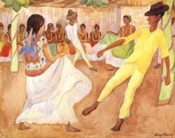 Baile en Tehuantepec Diego Rivera peinture à l'huile reproduction 12x16