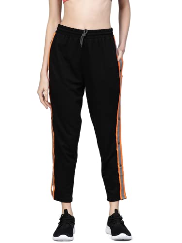 Image of Hubberholme Women's Cotton Blend Regular Fit Side Button Stripe Track Pants