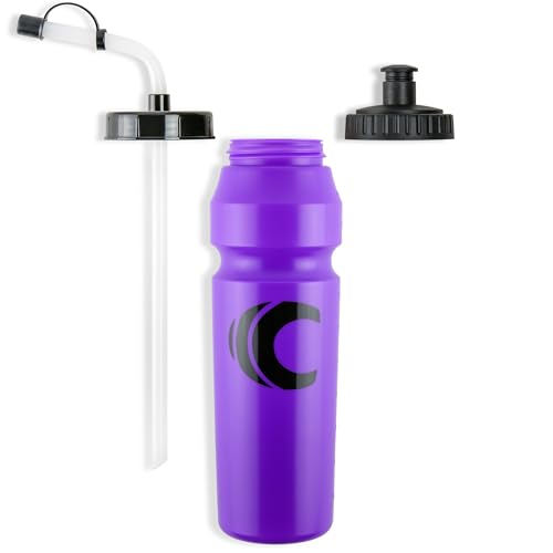 Image of Cannon Sports 1 Liter Sports Water Bottle, BPA-Free, 34 Oz Capacity, Large Mouth, 2 lids (Straw and Squeeze), Great For Helmet Sports Such As Hockey, Lacrosse, Football, Boxing (Purple)